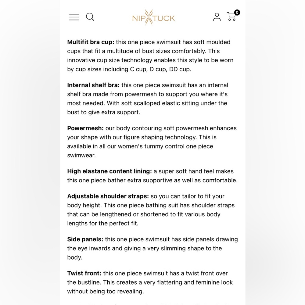 OnePiece NipTuck Joanne sz6 fit C-DD Swim•power mesh•bodySculpting tummy control - Picture 6 of 8